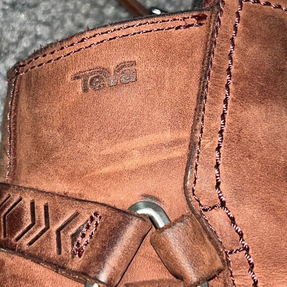 TEVA FOXY LACE UP ZIP ANKLE BOOTS - BROWN WATERPROOF LEATHER - WOMEN'S 6.5 - Picture 7 of 11